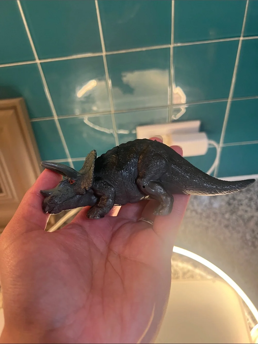 Dinosaur Toy Figure Lot - T-Rex, Stegosaurus, Triceratops (3-Piece Set)